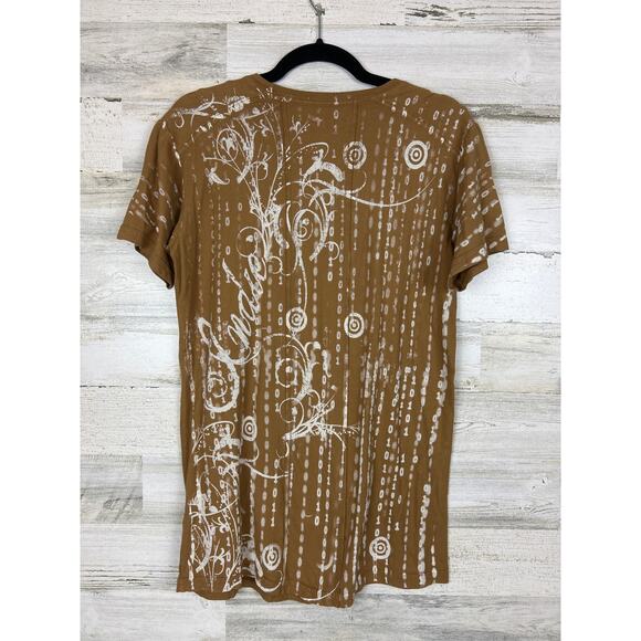 Indie Peace Men’s M Tan Artistic Organic Handmade T-Shirt Rare Discontinued NEW - Picture 2 of 7